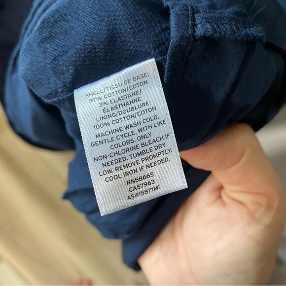 1901 Sailor Button Shoulder Stretch Cotton Poplin Navy Blue Midi Dress Retro - Picture 6 of 8